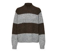 JDY Pull-over 'JDYZOEY' brun foncé / gris / gris chiné, Taille L