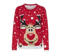 JDY Pull-over 'Lucia' noisette / rouge / noir / blanc, Taille L