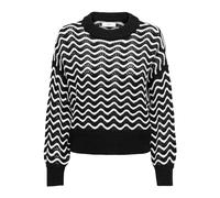 JdY Rita L/S Pull Struc KNT Noos Tricot, Noir/Détails : Motif « Nuage » Dancer Zig Zag, L Femme
