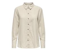JdY Say L/S Linen WVN Noos T-Shirt Ample, Oatmeal/détails : mélange., M