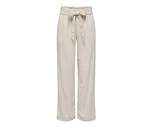 JdY Say MW Linen WVN Noos Pantalon avec Ceinture, Crème, 34