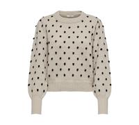 JdY Sigrid Life L/S on Puff Pull KNT Noos Tricot, Cement/Detail:w. Black Dots, XS Femme