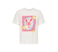 JDY T-shirt 'JDYLIMA' bleu / jaune / corail / blanc cassé, Taille S