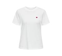JdY Pisa S/S JRS Noos Haut imprimé T-Shirt, Cloud Dancer-Détails : cœur amer, L Femmes
