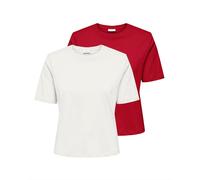 JDY T-shirt 'JDYREX' rouge cerise / blanc, Taille XS