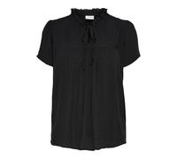 JDY Top pour Femme col Rond en V avec détails de Noeud, Chemisier Ample, Couleurs:Noir, Taille:34