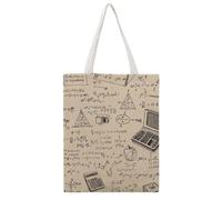 JDYANSHENG Sac fourre-tout en toile avec motifs de formules mathématiques et symboles, parfait pour un pique-nique en plein air, une fête, le shopping, les voyages, poignées robustes, cadeau inspiré