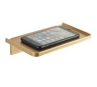 JDYOOMI Étagère murale flottante en acrylique - Petite étagère murale adhésive pour téléphone, lingettes - Étagère intelligente pour salle de bain, cuisine, toilettes, chambre à coucher, bureau - Doré