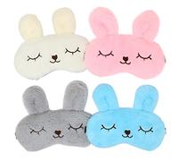 JDYW 4pcs Masque de sommeil Mignon Lapin Animaux Masque Yeux Peluche douce Masque pour Dormir Eyepatch de repos Masque De Nuit Enfant Femme Fille