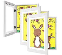 JDZIVTOP Lot de 3 cadres d'art blancs pour enfants - 25,4 x 31,8 cm avec passe-partout, ouverture avant modifiable, peut contenir des dessins, des travaux manuels, des œuvres d'art