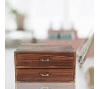 JDZYFFS Armoire De Rangement Bureau - Boite Rangement Bureau, Organiseur De Bureaus en Bois, Organiseur De Tiroir De Bureaus, Boîte À Trésors Vintage avec Poignée en Métal(A)