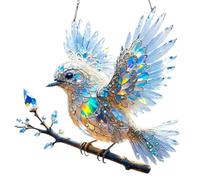 JDZYFFS Art Statue Figurine Sculpture, Ornement Artistique en Cristal Plat 2D Représentant Un Oiseau Bleu Ciel, Sculpture Attrape-Soleil en Cristal Acrylique, Statues Décoratives De Jardin