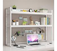 JDZYFFS DIY Étagère Livre Bureau Bibliothèque Organisateur De Bureau À Poser - Étagère De Bureaus À Pince avec Panneau Perforé, Étagère De Rangement De Bibliothèque De Bureaus(White,135 * 24 * 89cm)