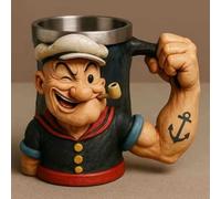 JDZYFFS Mug - Tasse A Cafe Acier Inoxydable - Verre A Eau, Mug Popeye 3D, Chope À Café/bière Originale, Objet De Décoration En Résine Pour La Maison, Tasse À Thé, Gobelet En Acier Inoxydable(#2)