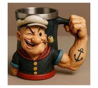 JDZYFFS Mug - Tasse A Cafe Acier Inoxydable - Verre A Eau, Tasses Popeye 3D, Tasses Peintes, Sculptures Décoratives De Bureau, Objets Et Ornements En Résine Pour La Maison(#2)