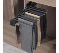 JDZYFFS Tringle De Penderie Extensible - 35CM Étendoir À Linge Rétractable, Barre De Suspension pour 9 Foulards, Cintre pour Pantalons Escamotable, pour Armoire d'une Profondeur De 47 Cm(Black,Right)