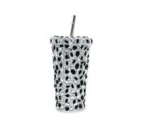 JDZYFFS Verre A Eau - Gobelet Isotherme De 500 Ml Orné De Strass, Avec Couvercle, En Acier Inoxydable Scintillant, Pour Femmes Et Filles(Black)