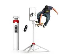 Je 153cm Palo Selfie Tripode Para Movil, 360°Rotacion Tripode Movil Con Control Remoto Desmontable Para Teléfono Móvil, Soporte de Trípode de Teléfono Compatible Con iPhone/Samsung/Android Blanc