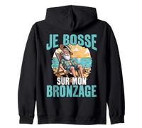 Je Bosse sur Mon Bronzage Retraite Humour Plage Sweat à Capuche