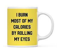 Je Brûle La Plupart De Mes Calories En Roulant Des Yeux, Jaune Tasses À Thé Élégantes Tasse Jolis Mug À Café Pour Boissons Chaudes Cuisine Bureau 330Ml