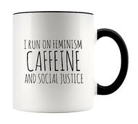 Je Carbure Au Féminisme, À La Caféine Et Aux Réseaux Sociaux Mug Élégantes Mug À Café Pratiques Tasse À Café Pour L'École Cappuccino Maison 330Ml