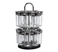 JE CHERCHE UNE IDEE Carrousel à Épices Rotatif 16 Pots 2 Étages Noir | Verre, carrousel à épices rotatif, 16 pots, 2 étages, 19x31,5 cm, rangement cuisine, noir gris et transparent