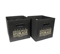 Je Cherche Une Idee - Lot de 2 - Cube de Rangement Pliable Deluxe 15L Noir X2 - Dimensions : 25 x 25 x 25 cm RG9161/WEB