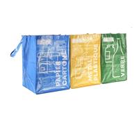 JE CHERCHE UNE IDEE Lot de 3 Sacs de Tri Maison et Entretien Multicolore | Plastique, lot de 3 sacs de tri, maison et entretien de la cuisine, rangement pratique, buanderie, multicolore