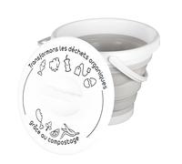 JE CHERCHE UNE IDEE - ME0015 Seau à Compost Pliable Avec Anse et Couvercle - Capacité 5 Litres - Design Compact - Anse Ergonomique - Couvercle Illustré