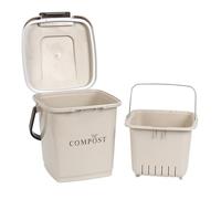 JE CHERCHE UNE IDEE - ME0021 Poubelle à Compost - Seau Perforé avec Couvercle - Conçu pour Déchets Organiques - Capacité 8L - Anse de Transport - Fermeture à Clapet - Panier Ajouré