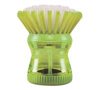 Brosse vaisselle avec réservoir et bouton doseur bleu
