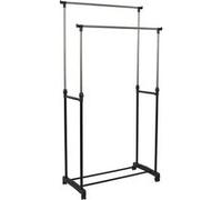 Je Cherche Une Idee - Portant double en métal avec roulettes Noir G