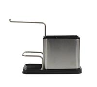 Paris Prix Porte éponge et brosse Inox 22 cm Argent & Noir