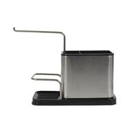 JE CHERCHE UNE IDEE Porte-Éponge et Brosse en INOX Cuisine Argent et Noir