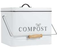 Je Cherche une Idée – Poubelle à compost – Métal peint Vintage – 10 L – Blanc