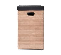 Je Cherche Une IDEE - Rg0041 - Panier à Linge 36X36X58 cm en Polyester avec Couvercle - Design Effet Bois - Idéal pour Salle de Bain ou Chambre - Rangement Pratique et Esthétique - Marron