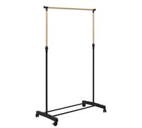 Je Cherche Une IDEE - RG0082, Portant à Effet Bois avec roulettes, Design élégant et Pratique pour Le Rangement de vêtements et Accessoires, Noir, 80x160x43 cm