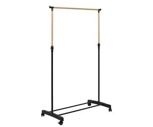 Je Cherche Une IDEE - RG0082, Portant à Effet Bois avec roulettes, Design élégant et Pratique pour Le Rangement de vêtements et Accessoires, Noir, 80x160x43 cm