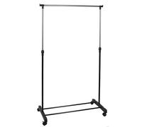 JE CHERCHE UNE IDEE Rg6377 Metal Roulette Maison et Bazar Rangement Portant et Cintre, Noir-Chrome, 80X43X160 cm