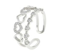 Je choisis moi-même Bague cœur superposée, bague ouverte cœur en zircone, bagues empilables « Self Love », bijou inspirant à offrir aux femmes (Silver)