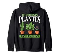 Je Choisis Plantes Pas Humains Funny French Plant Lover Sweat à Capuche