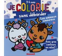 Je colorie sans déborder - Les animaux amoureux - Bloc de coloriages aux contours épais pailletés et en relief - Dès 2 ans
