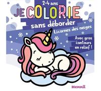 Je colorie sans déborder - Licornes des neiges - Bloc de coloriages aux contours épais pailletés et en relief - Dès 2 ans