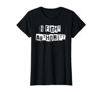 Je Combats l'autorité T-Shirt Graphique avec Valeur, Femme, Noir, M