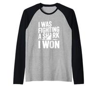 Je combattais Un Requin et J'Ai gagné Funny Ocean Warrior Manche Raglan