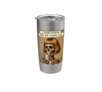 Je commence à travailler quand le café fait des cheveux de Skeleton Bob Gobelet isotherme en acier inoxydable double paroi