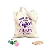 Je commence par boire un café, puis j'enseigne aux enfants la création de citations d'enseignants, la typographie, le graphisme ou la conception d'affiches. Sac en toile à fond renforcé 340g/m²