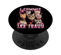 Je commet Une fraude fiscale | Funny Bootleg Cat PopSockets PopGrip Adhésif