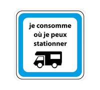 Je consomme où je peux stationner camping car autocollant adhésif sticker logo 743 - Taille : 4 cm