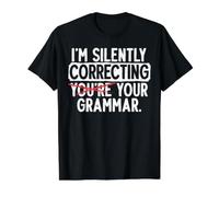 Je corrige silencieusement Votre Professeur d'anglais de la Police de Grammaire T-Shirt Graphique avec Valeur, Homme, Noir, M